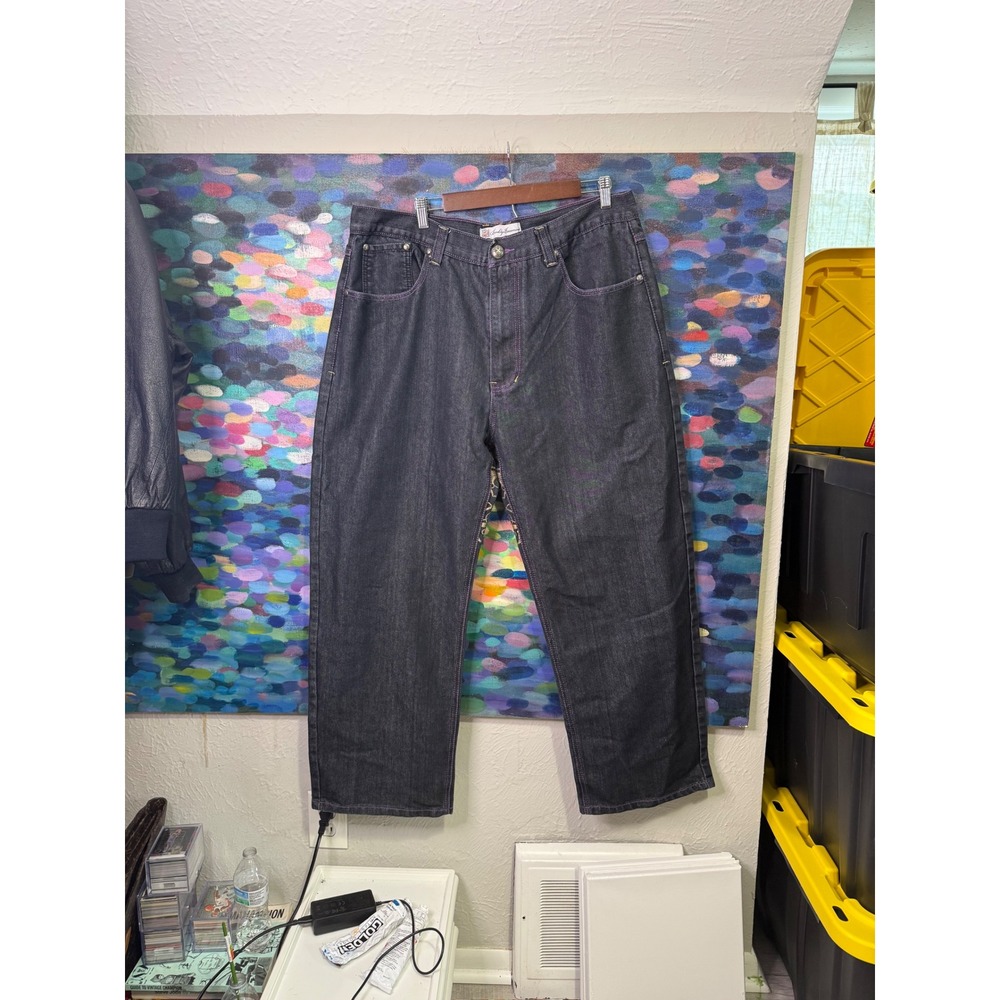 Brooklyn Basement Denim Jeans Embroidered Wings Gothic Style Mens Size 40 X 32